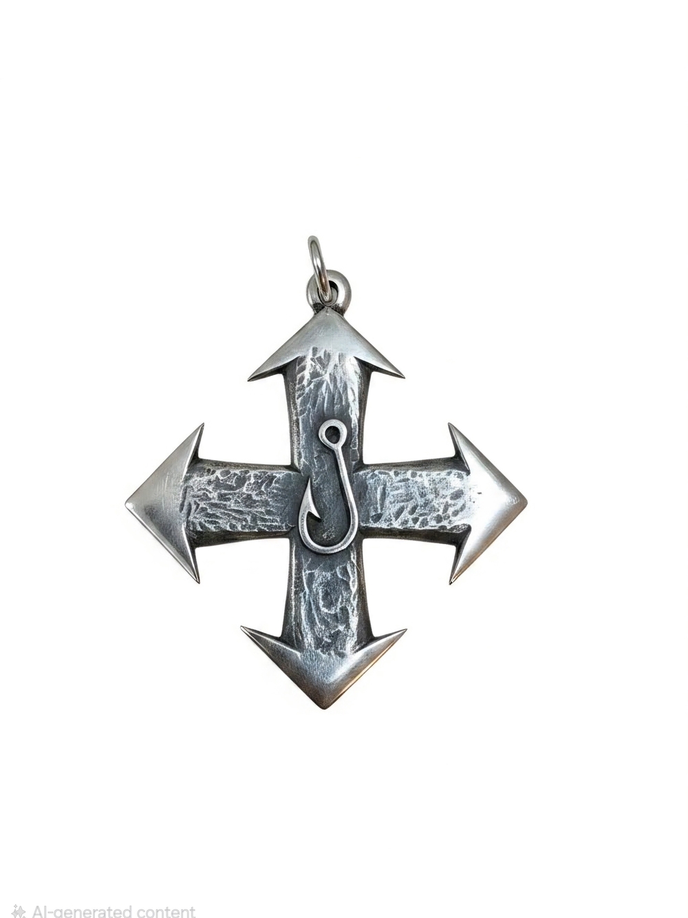 James Avery Retired Sterling Silver Arrow Cross Pendant With Fishing Hook